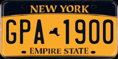 NY license plate GPA1900