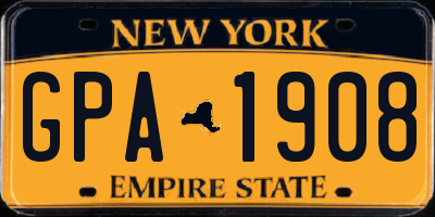 NY license plate GPA1908