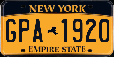 NY license plate GPA1920