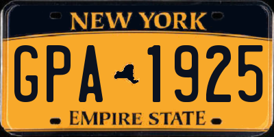 NY license plate GPA1925