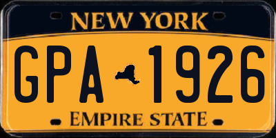 NY license plate GPA1926