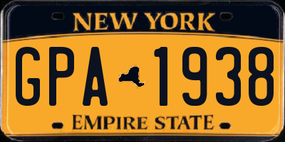 NY license plate GPA1938