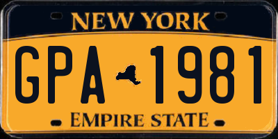 NY license plate GPA1981