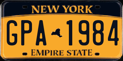 NY license plate GPA1984