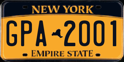 NY license plate GPA2001