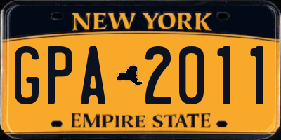 NY license plate GPA2011
