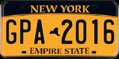 NY license plate GPA2016