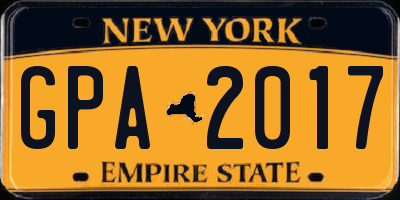 NY license plate GPA2017