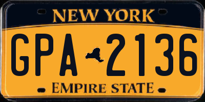 NY license plate GPA2136