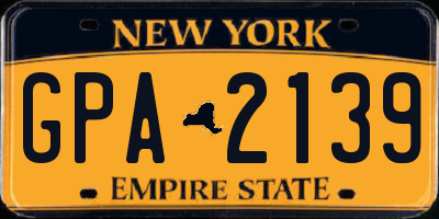NY license plate GPA2139