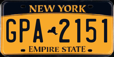 NY license plate GPA2151