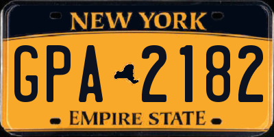 NY license plate GPA2182