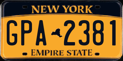 NY license plate GPA2381