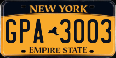 NY license plate GPA3003