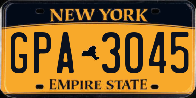 NY license plate GPA3045