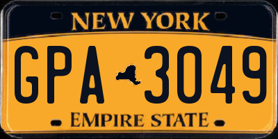 NY license plate GPA3049
