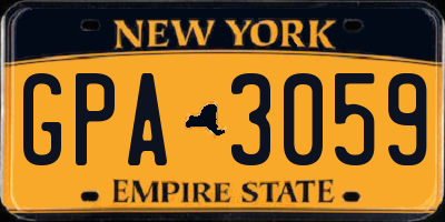 NY license plate GPA3059