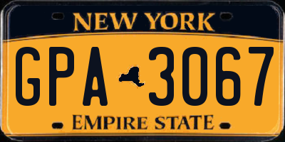 NY license plate GPA3067