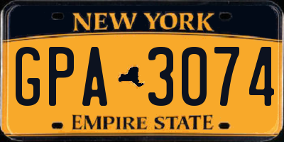 NY license plate GPA3074