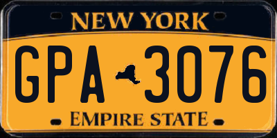 NY license plate GPA3076