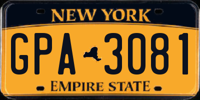 NY license plate GPA3081