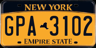 NY license plate GPA3102