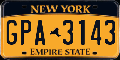 NY license plate GPA3143