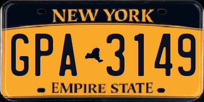NY license plate GPA3149