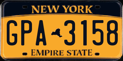 NY license plate GPA3158