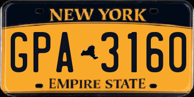 NY license plate GPA3160