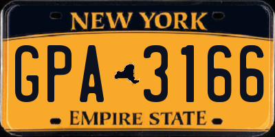 NY license plate GPA3166