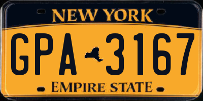 NY license plate GPA3167