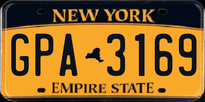 NY license plate GPA3169
