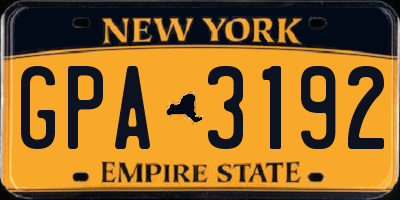 NY license plate GPA3192