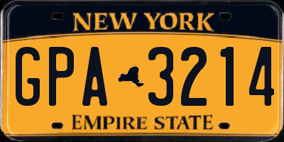 NY license plate GPA3214