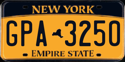 NY license plate GPA3250