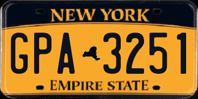NY license plate GPA3251