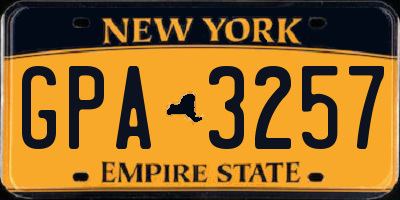 NY license plate GPA3257