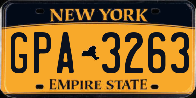 NY license plate GPA3263