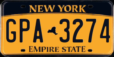 NY license plate GPA3274