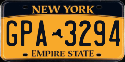 NY license plate GPA3294