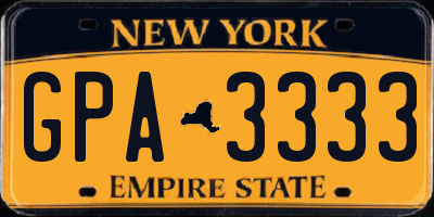 NY license plate GPA3333