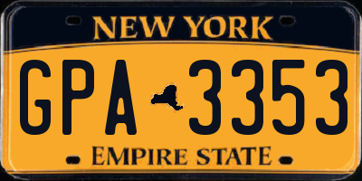 NY license plate GPA3353