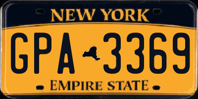 NY license plate GPA3369