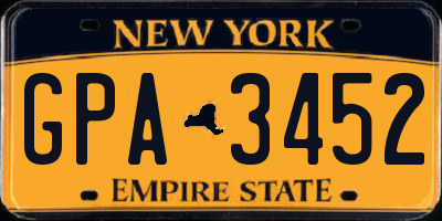 NY license plate GPA3452