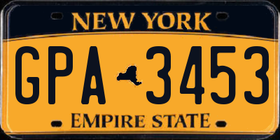 NY license plate GPA3453