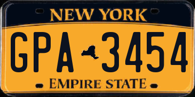 NY license plate GPA3454