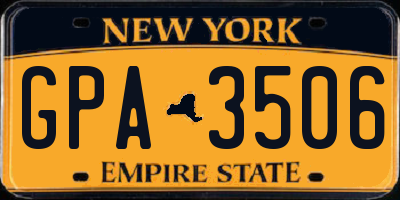 NY license plate GPA3506