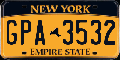 NY license plate GPA3532