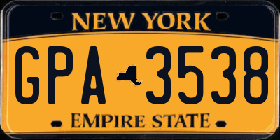 NY license plate GPA3538